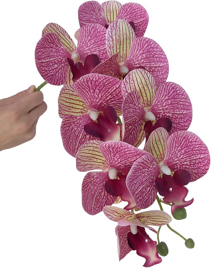 FagusHome 32 Inch Artificial Phalaenopsis Flowers 6 Pcs Artificial Orchid Flowers Stem Plants for Home Décor (Purple Dapple)