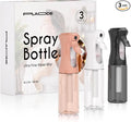 Spray Bottle for Hair, Continuous Ultra Fine Mister Spray Bottle, Refillable Water Sprayer for Hairstyling, Plants, Pets, Cleaning, Skincare (3 Pack 10.1OZ/300ML,White+Black+Terracotta)