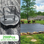 Bakulyor 200Pcs Landscape Staples + 200Pcs Gasket, 6 Inch Garden Stakes Staples 11 Gauge U Shaped Galvanized Lawn Landscape Pins, Heavy Duty Yard Ground Pin for Weed Barrier Sod Fabric Decorations