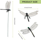 10 Pcs Dragonfly Decorative Stakes, Lifelike 3D Big Dragonflies PVC Dragon Fly Garden Stake for Indoor Outdoor Yard Balcony Plant Flower Pot Decor (Black)