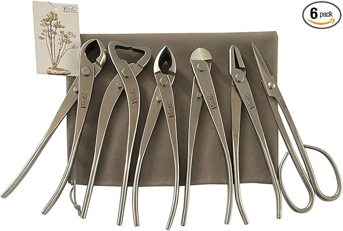 vouiu 6-Piece Bonsai Tool Set,Knob Cutter,Trunk Splitter,Concave Cutter,Wire Cutter,Jin Pliers,Bonsai Scissors