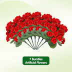 7Pcs Geranium Artificial Flowers for Outdoors Decoration Geranium Silk Flowers Outsides UV Resistant Garden Plants Faux Flower for Front Door Garden Porch Planter Patio Balcony Yard Indoor Home (Red)