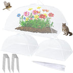 4 Packs Mesh Plant Cover with 16 Ground Stakes, Pop-up Mesh Plant Cover for Outdoor, Reusable Mesh Plant Protector for Vegetables Seedlings and Herbs, Strawberry Plant Protector(17 x 17 Inch)
