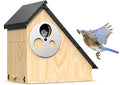 Bird House - Adjustable Entrance Fit All Birds, Outdoor Bird Houses for Outside Weatherproof, Durable Wood Birdhouse for Bluebird, Finche, Wren, Chickadee, an Ideal Backyard Decoration (Iron Roof)