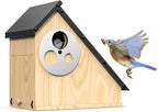 Bird House - Adjustable Entrance Fit All Birds, Outdoor Bird Houses for Outside Weatherproof, Durable Wood Birdhouse for Bluebird, Finche, Wren, Chickadee, an Ideal Backyard Decoration (Iron Roof)