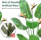 5FT Artificial Bird of Paradise Plant with Flowers, Tall Tropical Fake Plant Indoor, Large Artificial Plant for Living Room, Office Decor, Faux Floor Plant with Pot