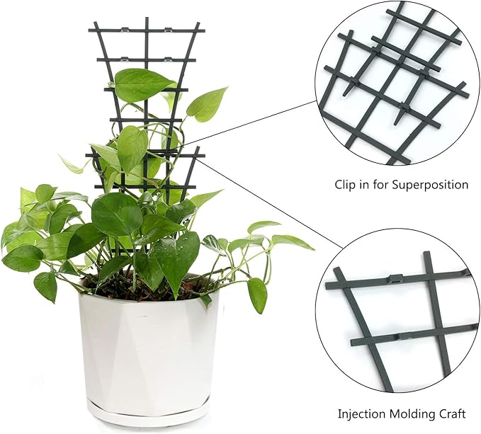Feitore Plant Trellis Indoor, 6Pcs Stackable Plant Trellis for Climbing Plants Indoor, Small Plant Climbing Trellis for Potted Plants Plastic Climbing Plant Support Trellis for Houseplant Hoya Pothos