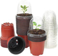 RooTrimmer Plant Nursery Pots with Humidity Domes, 50 Sets 4 Inch Soft Nursery Pots Quality Ones (50 Red Pots + 50 Clear Lids), Quality Seeds Starting with Cover