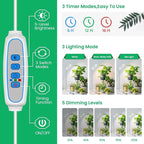 Aokrean Grow Lights for Indoor Plants, Full Spectrum Plant Lights for Indoor Growing, 9.8"-37.4" Height Adjustable Desk Grow Lamp with Auto Timer 6/12/16Hrs, 3 Optional Spectrums, 5 Brightness,2 Pack