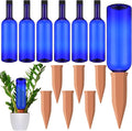 SiliFine 6 Sets Plant Watering Devices Include Terracotta Self Watering Spikes and 26 oz Plastic Bottles, Slow Release Vacation Insert Automatic Plant Waterer Device (Dark Blue and Terracotta)