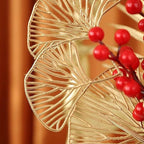 PASYOU Fake Golden Apricot Leaves Plants Artificial Gold Ginkgo Leaf Stems for Christmas Decor, Faux Plastic Sticks Picks Indoor Outdoor Home Wedding Party Event Xmas Ornaments DIY Decoration 12 Pcs