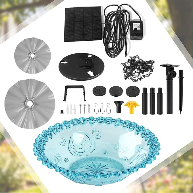DDcafor Solar Water Fountain Pumps Hanging Bird Bath Fountain Solar Powered Cascading Bird Bath Water Fountain 3 Tier Bird Bath Solar Pump for Fountain