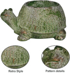 Vintage Cement Animal Planter Pots,Cement Succulent Planter,Indoor & Outdoor Garden Decor Rustic Shabby Flower Plants for Home,Patio,Balcony(Green Turtle)
