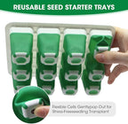 5PCS 60 Cell Self Watering Seed Starter Tray with Grow Light, Reusable Silicone Seed Starter Kit with Humidity Dome, 60 Cells Plant Germination Trays for Seeding Planting Growing（5-Pack 60-Cell）