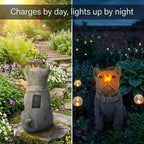 Solar French Bulldog Garden Statue with Butterfly, Outdoor Frenchie Sculpture Decor for Patio, Yard & Lawn, Unique French Bulldog Gifts & Dog Memorial Statue,10 Inch, Resin (Grey Stone)