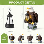 Jesokiibo 250th Anniversary USA Bald Eagle Statue with Solar Light, USA 250th Anniversary Merchandise Garden Decor Sculptures Statues Outdoor, Yard & Lawn Figurine,Bald Eagle Gift for Men