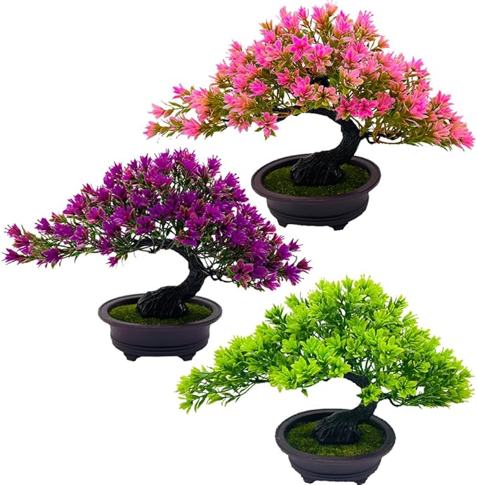 Artificial Bonsai Tree Juniper Faux Plants Indoor Small Fake Plants Decor with Ceramic Pots for Home Table Office Desk Bathroom Shelf Bedroom Living Room Farmhouse Decorations