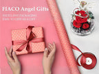 FIACO Gifts for Women Preserved Rose Forever Flower in Glass Angel Figurines Fresh Flowers for Delivery Mothers Day Birthday Gifts for Mom Real Roses for Grandma Sister Wife Her from Daughter
