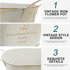 TOYANDONA Iron Flower Pot Vintage Rustic Flower Planter for Home Decor Decorative Iron Bucket Antique Centerpiece