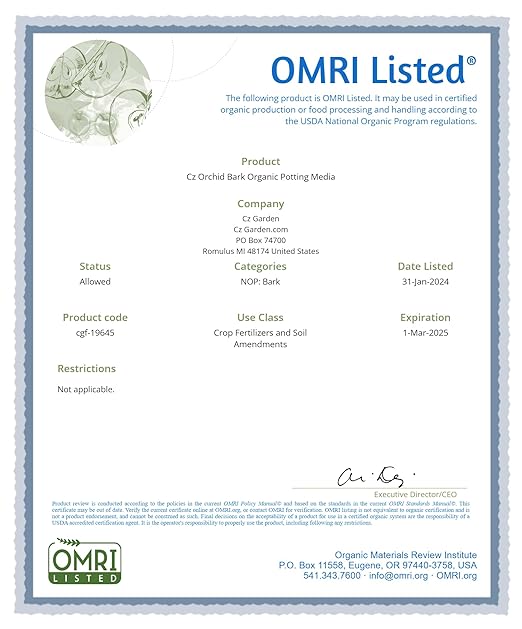 Organic Orchid Potting Bark - Made in USA Premium Garden Soil Amendment for Root Development of Phalaenopsis, Cattleyas, Indoor/Outdoor Plants & Reptile Terrarium Bedding! Chunky Fir Bark. OMRI Listed