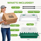 HIRALIY 40 Cell Seed Starter Tray Kits with Grow Light, Reusable Plant Germination Trays, Easy Transplanting, with Domes and Bases, for Starting Vegetable, Flower, Herb, Indoor Gardening, Greenhouse