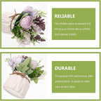 Sewroro Artificial Hydrangea Orchid Bonsai Purple Simulation Potted Plant Small Indoor Decor Living Room Tabletop Faux Greenery Ornament