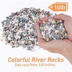 Pulovin 10 lbs Pea Gravel for Plants, Aquarium, Fish Tank, 3/8 inch Decorative Pebbles for Indoor Plants, Succulent, Bamboo, Vase, Drainage Rocks for Potted Plants, Top Dressing, Mixed Color