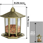 Birdream 2 Pack Bird Feeders for Outdoor, Retro Pagoda Design Fun Installation Bird Feeder, Attracting Wild Birds Chickadees Goldfinches Cardinals Finches and Sparrows - Retro Gold
