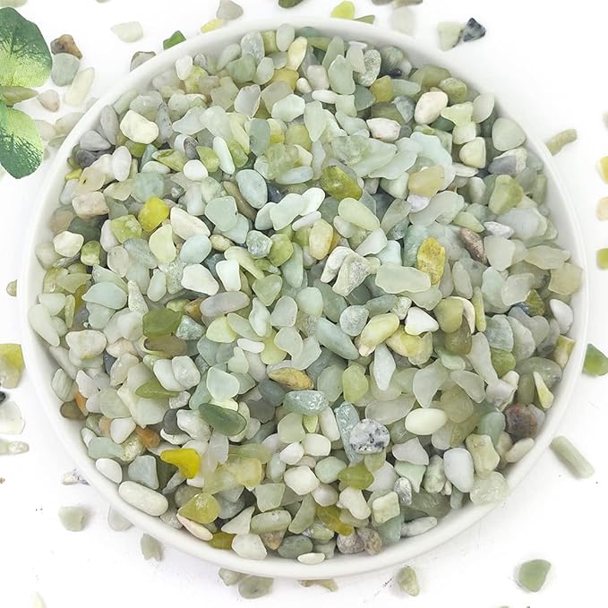 YISZM 5LB Succulent and Cactus Pebbles, 1/5 Inch Jade Natural Decorative Polished Stones, River Rocks for Plants, Vases and Outdoor Gardening
