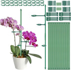 20 Set Plant Stakes 12 inch Extendable Plant Support Stakes with Adjustable Rings, Flowers Stems Plants Sticks for Indoor Outdoor Plants Stabilizer Support Sticks for Orchid Rose Peony Tomato