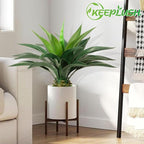 Artificial Agave Plant 2ft - 24" Large Fake Aloe Vera Plants Indoor with Fake Grass - Fake Floor Plant for Front Porch Patio Home Office Door Step Hotel Desert Style Decor 2PCS