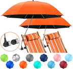 2 PACK Beach Umbrella with Clamp, 360 ° Adjustable Umbrellas for Chair, UPF50+ Umbrella for Beach Chair, Patio Chair, Wheelchair, Camping Chair, Golf Carts (Chair Not Included)