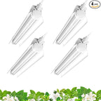 Barrina T8 Grow Lights for Indoor Plants, 5000K White Full Spectrum Grow Light Strip, 60W(4 x 15W), 1FT Plant Light for Greenhouse Indoor Growing, V-Shape with Reflector, Linkable, 4 Packs