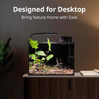 NICREW 2.5 Gallon Nano Nature Aquarium Kit, Ultra-Clear Rimless Desktop Fish Tank with Light, Filter, Gravel and Rock, Perfect for Small Fish, Shrimp, or Betta, Complete Version, Black