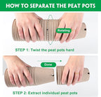 BEWBBAT 100 Pack Peat Pots for Seedlings, 3.15 Inch Plant Starter Cups with Drainage Holes, Garden Germination Nursery Pots with 30 Plant Labels, 2 Transplant Tools for Herb, Vegetables, Plants