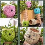 4 Pack Plant Watering Devices, Owl Shape Terracotta Watering Spikes, Vacation Self Watering Planter Insert, Automatic Plant Waterer for Indoor Outdoor Plants