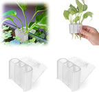 2 Pk Upgraded Aquarium Plant Holder, 3-Hole Hanging Aquarium Plant Holder with Clip, Suitable for Fish Tank Plant Potting, Aquarium Decoration, White