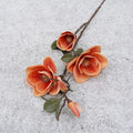 Big Magnolia Artificial Silk Flower Long Branch Living Room Home Wedding Decor Arrangement Autumn White Orchid Fake Plant,Orange