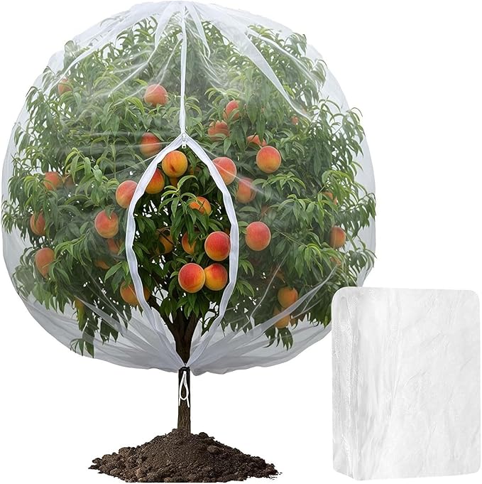 Heavy-Duty Garden Plant Protector with Zippered & Drawstring Closure Breathable Mesh Cover for Birds Deer Squirrels Defense Zippered Protective Garden Netting