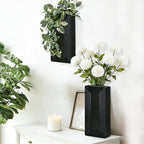 Wooden Wall Planter Vase,2 Pack Hanging Planter for Indoor Fake Plants Modern Boho Farmhouse Wall Art Decor for Home Indoor Kitchen Modern Farmhouse Bathroom Living Room Dining Room(Black)