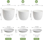 WSMKSZ Large Flower Pots 12/10/9 inch, Set of 3 Modern Decorative Plastic Planters with Drainage Holes and Saucers for Garden House Plants, Plant Pots for Indoor Outdoor Plants, Speckled White