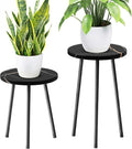 Plant Stand Indoor Tall: Corner Wood Plant Stand 2 Pack Mid Century Modern Decor - Small Round Plant Table for Indoor Plants - Outdoor Plant Holder for Patio Living Room Bathroom Office (Black Marble)