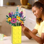 Vase for Lego 10347 10280 10328 Flowers, for Lego Flower Bouquet Building Set,Display Stand for LegoRoses Cherry Blossom Sunflower Tulips Daffodils Lotus-Gift for Lego Flowers Lover(vase only)-Yellow