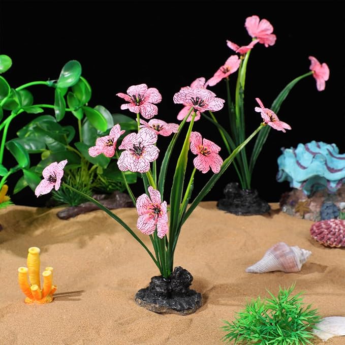 POPETPOP Aquarium Artificial Plastic Plants Decoration: 2pcs Aquarium Artificial Plants Decoration Ornament Fish Tank Hides Accessories
