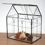 HighFree Geometric Plant Terrarium with Lid, House Succulent Terrarium Kit for Display, Air Plants, Succulents, Home Tabletop Miniature Terrarium, Not Airtight or Waterproof (Black)