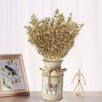PASYOU Fake Plants Christmas Decorations, Artificial Flowers Golden Plastic Shrubs Faux Leaves Outdoor Indoor Home Garden Party Room Bedroom Office Wedding Table Centerpiece DIY Decor, Gold 6 Bunches