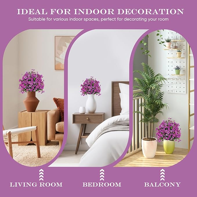 23" Set of 2 Artificial Boxwood Topiary Ball with Violet Flowers with Spikes for Outdoor , UV Resistant Faux Greenery Shrubs, Realistic Fake Bushes Plants for Garden, Yard, Front Porch, Patio Decor