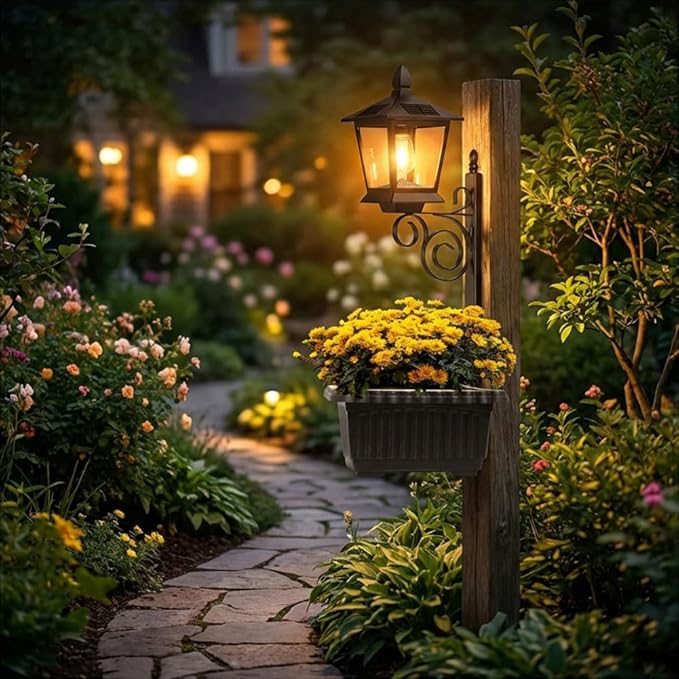 2-in-1 Solar Lamp Post with Planter, Illuminate Your Garden: Solar Post Light with Integrated Planter Box, Waterproof Outdoor Garden Solar Flower Pot Lamp for Lawn, Patio, Porch, Yard Decor (1pc)