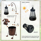 Solar Lights Outdoor with Planter Pot,Metal Dog Solar Lamp Post with Planter Base Outdoor Decorative for Yard,Porch,Patio,Floor Light with Garden Pots