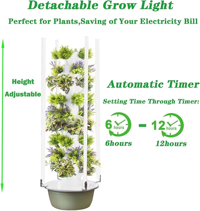 5/7/9 Layers Indoor Hydroponics Growing Tower with LED Light, Indoor Hydroponic Gardens Tower, Hydroponics Growing Tower for Outdoor Home Garden,7 Layer